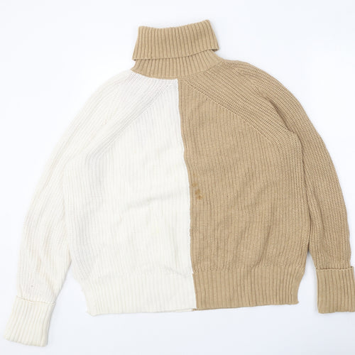 Marks and Spencer Womens Brown Roll Neck Cotton Pullover Jumper Size M