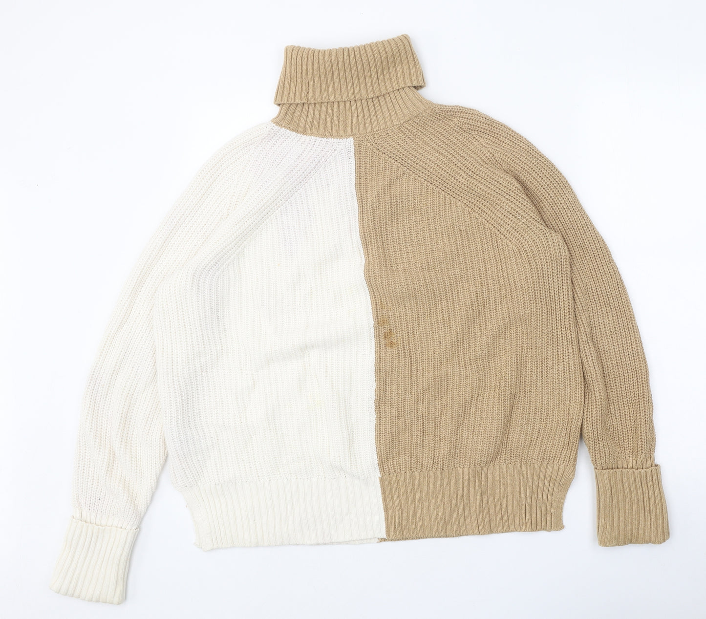 Marks and Spencer Womens Brown Roll Neck Cotton Pullover Jumper Size M