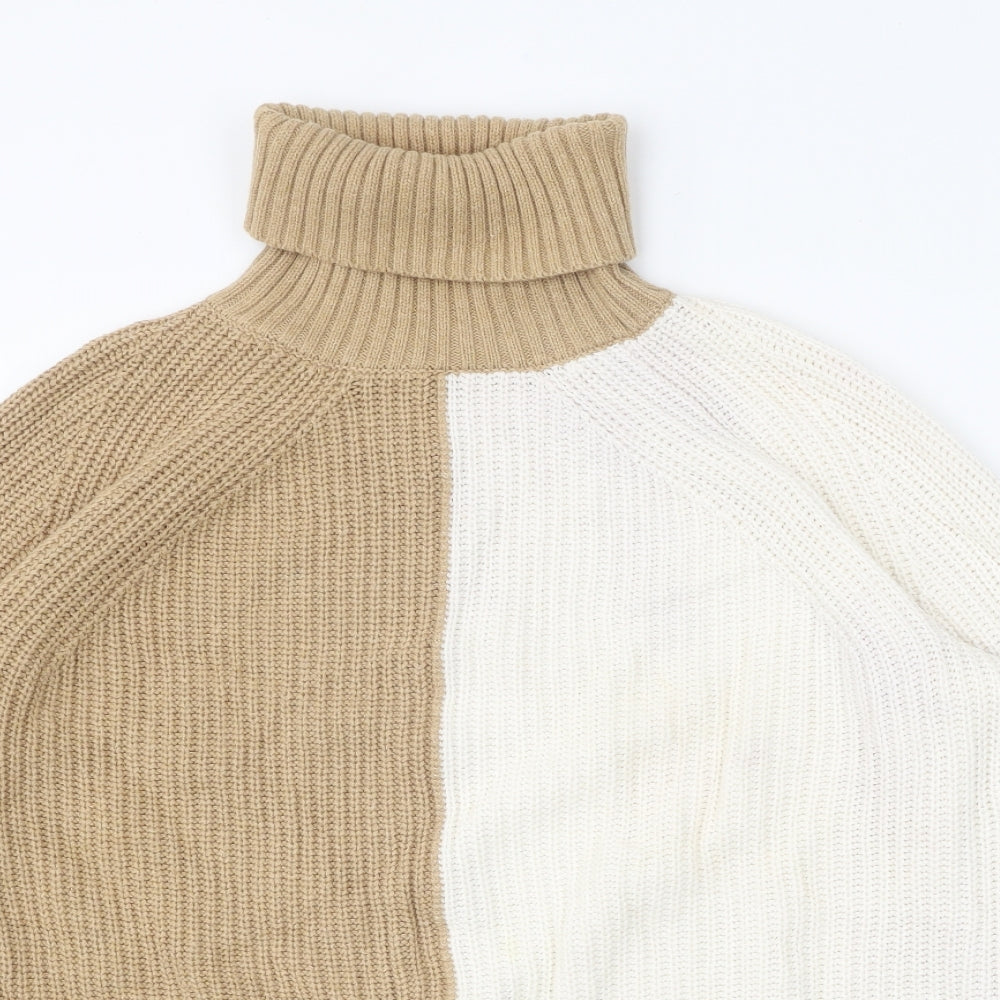 Marks and Spencer Womens Brown Roll Neck Cotton Pullover Jumper Size M
