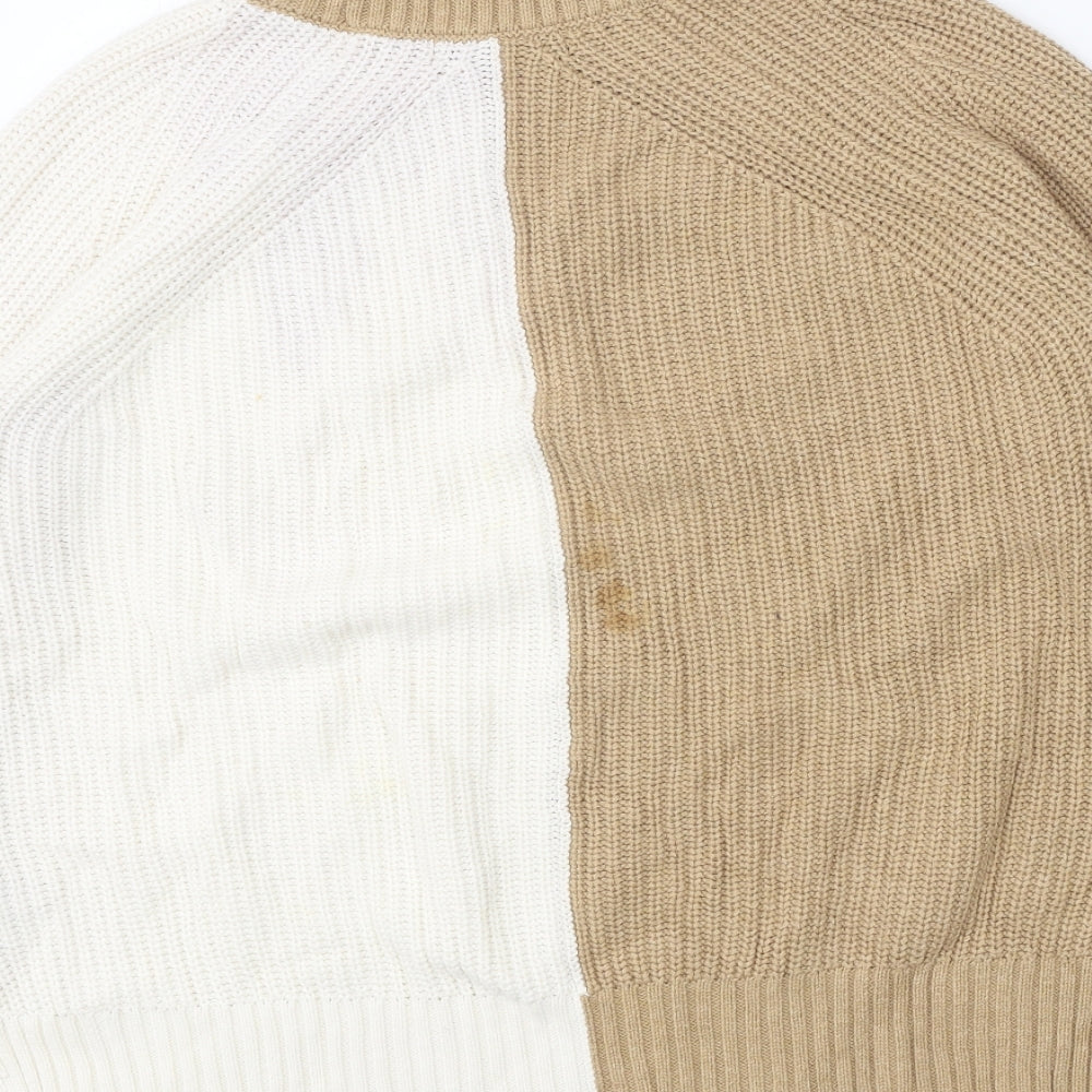 Marks and Spencer Womens Brown Roll Neck Cotton Pullover Jumper Size M