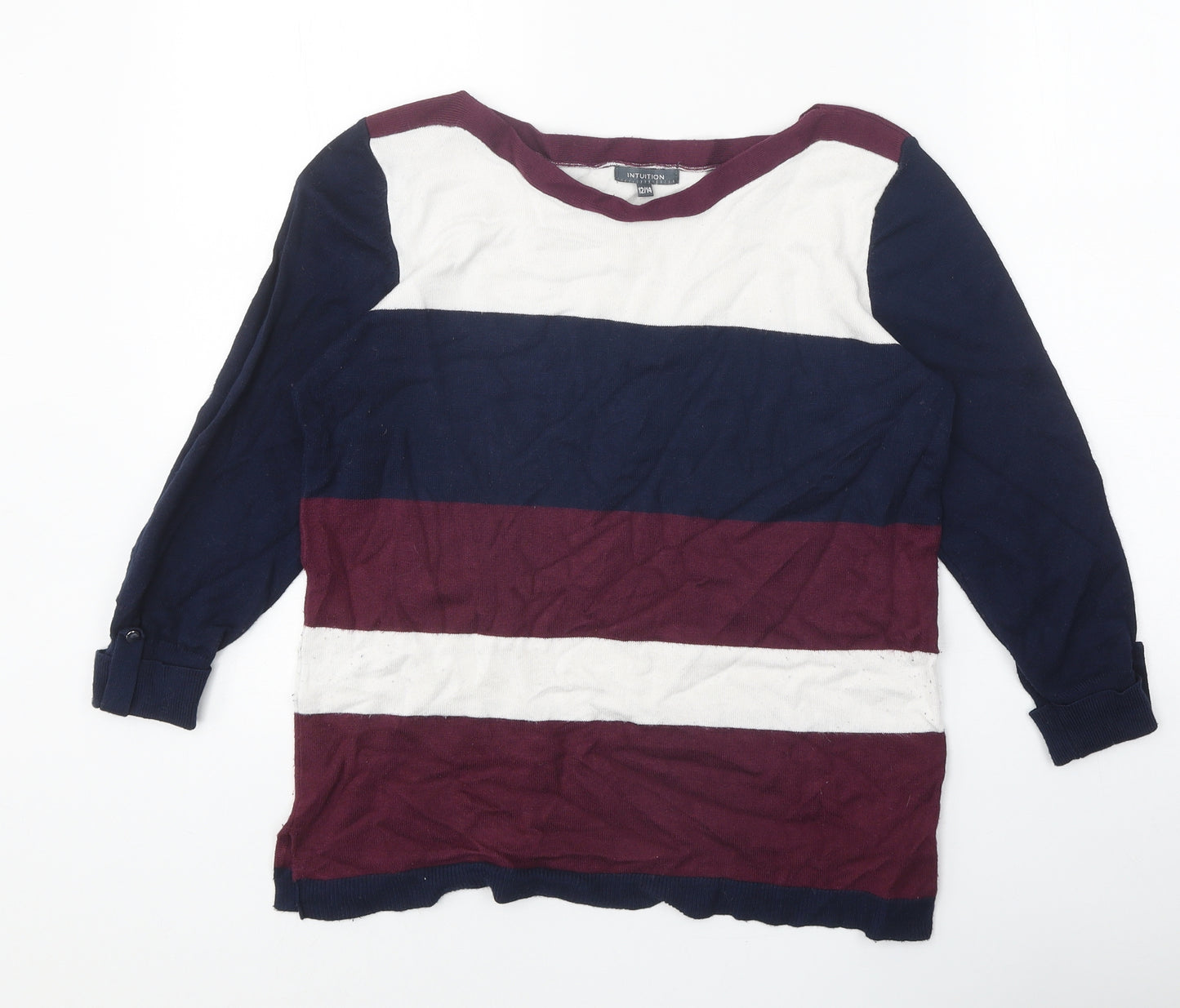 Intuition Womens Multicoloured Scoop Neck Viscose Pullover Jumper Size 12