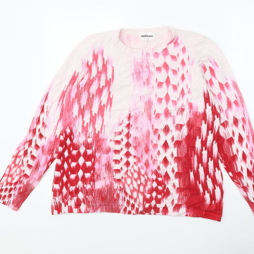 Gerard Womens Red Round Neck Geometric Viscose Pullover Jumper Size L