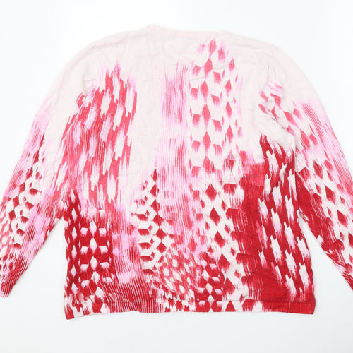 Gerard Womens Red Round Neck Geometric Viscose Pullover Jumper Size L