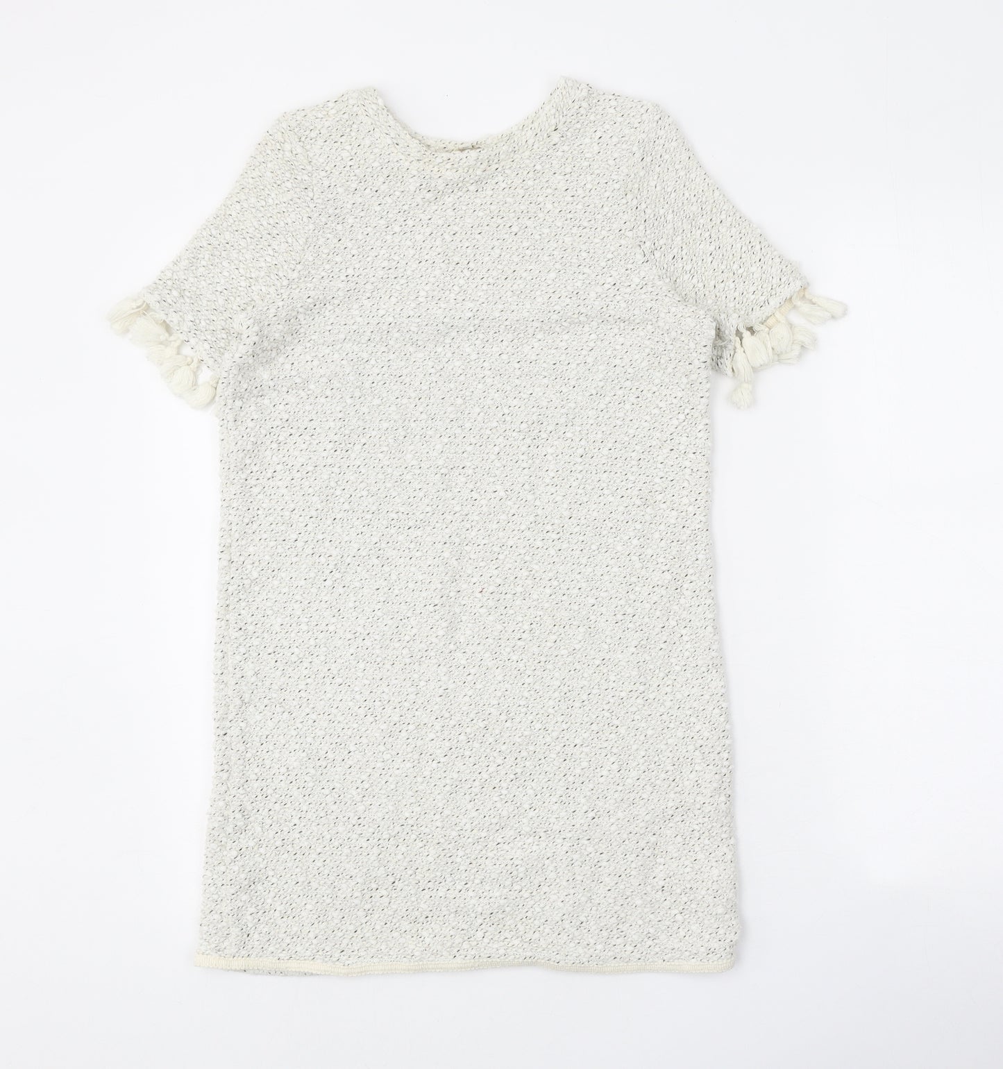 River Island Womens White Geometric Acrylic A-Line Size 6 Round Neck Pullover