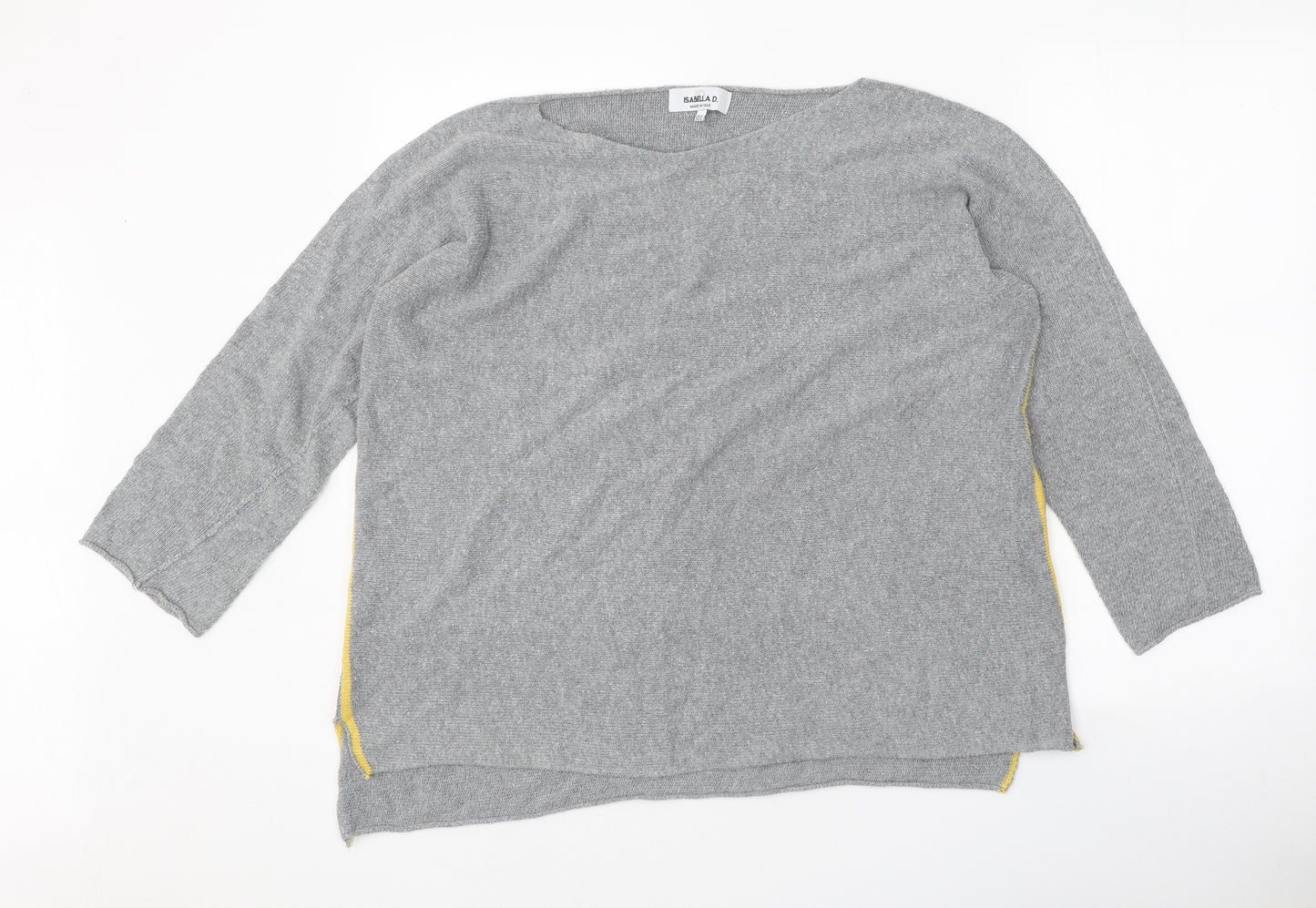 Isabella D Womens Grey Boat Neck Acrylic Pullover Jumper Size M