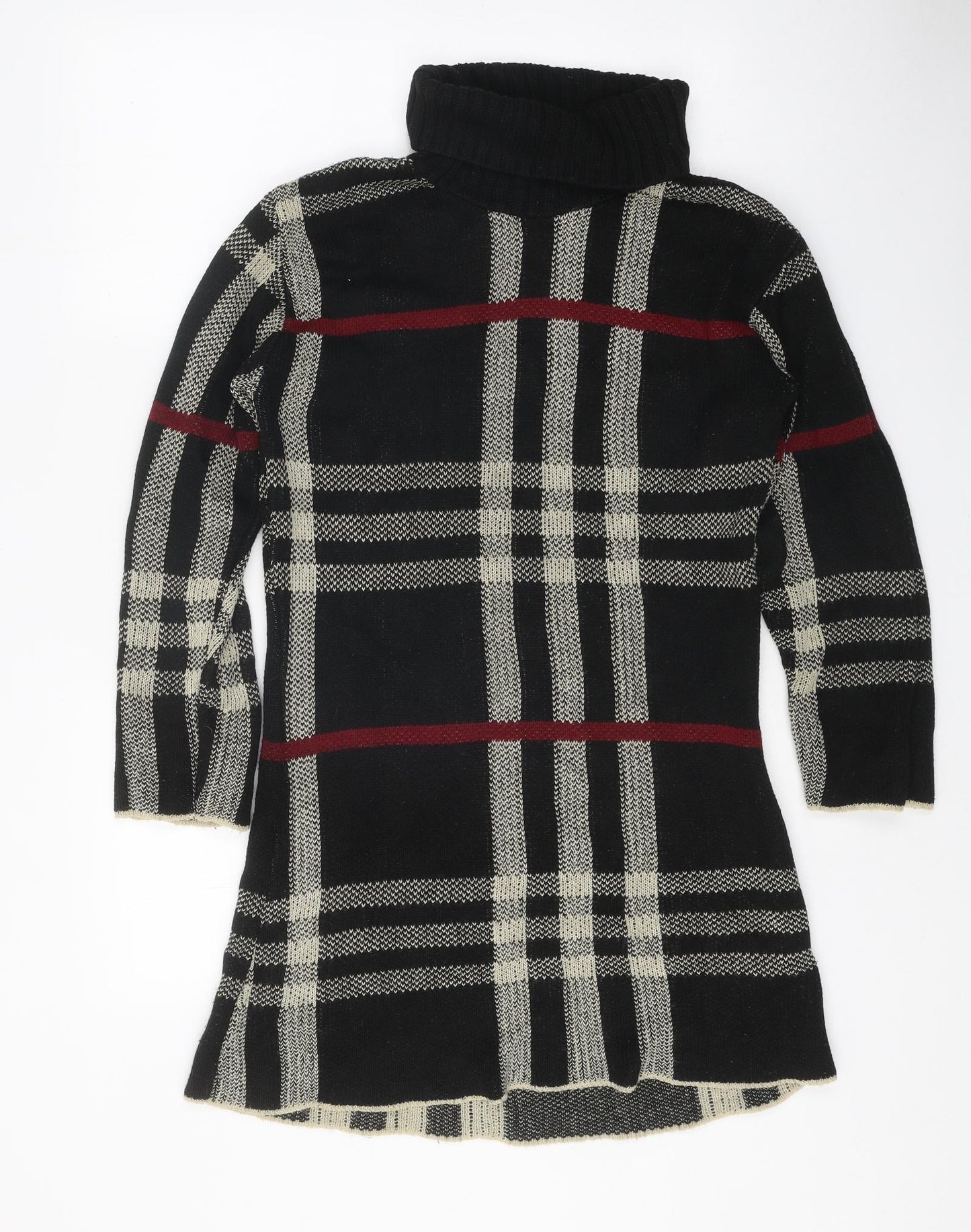 Gazelle Womens Black Geometric Acrylic Jumper Dress One Size Roll Neck Pullover