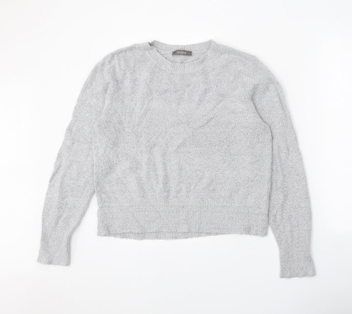 Oasis Womens Grey Scoop Neck Acrylic Pullover Jumper Size L
