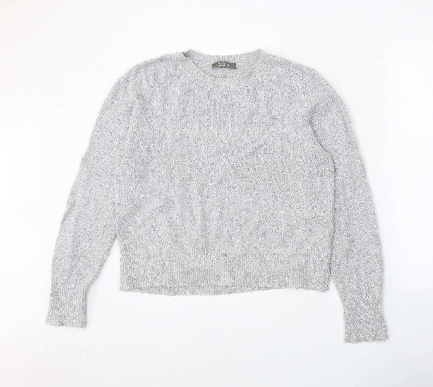 Oasis Womens Grey Scoop Neck Acrylic Pullover Jumper Size L