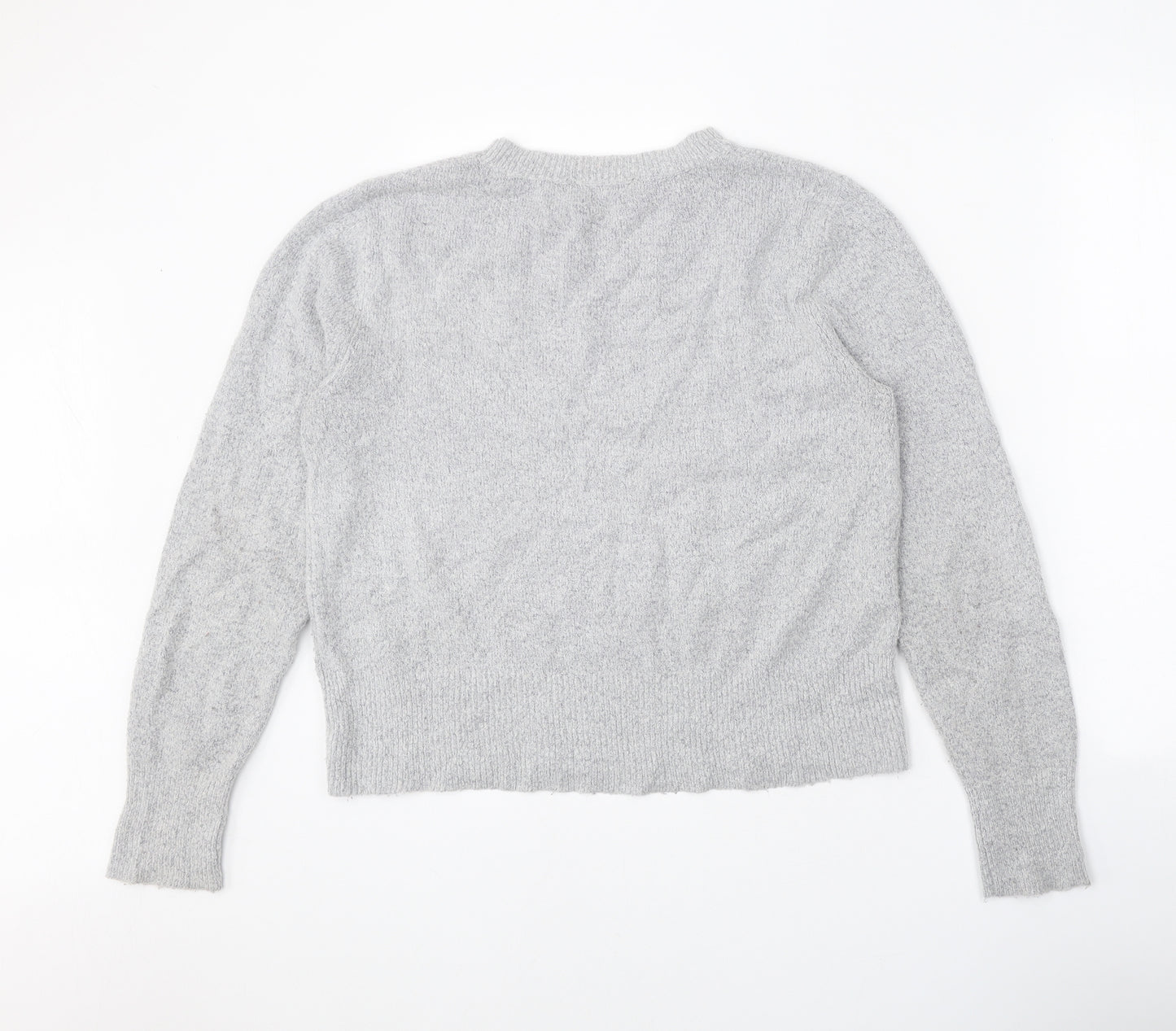 Oasis Womens Grey Scoop Neck Acrylic Pullover Jumper Size L