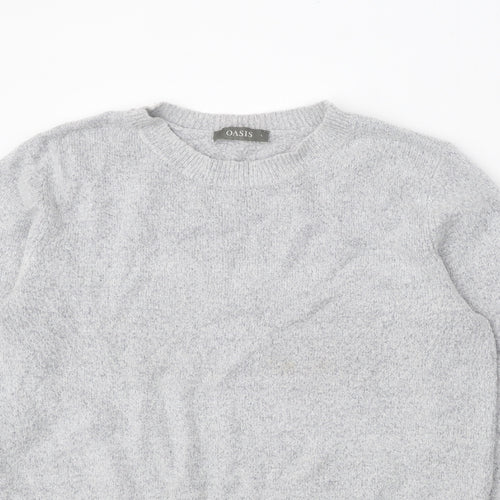 Oasis Womens Grey Scoop Neck Acrylic Pullover Jumper Size L