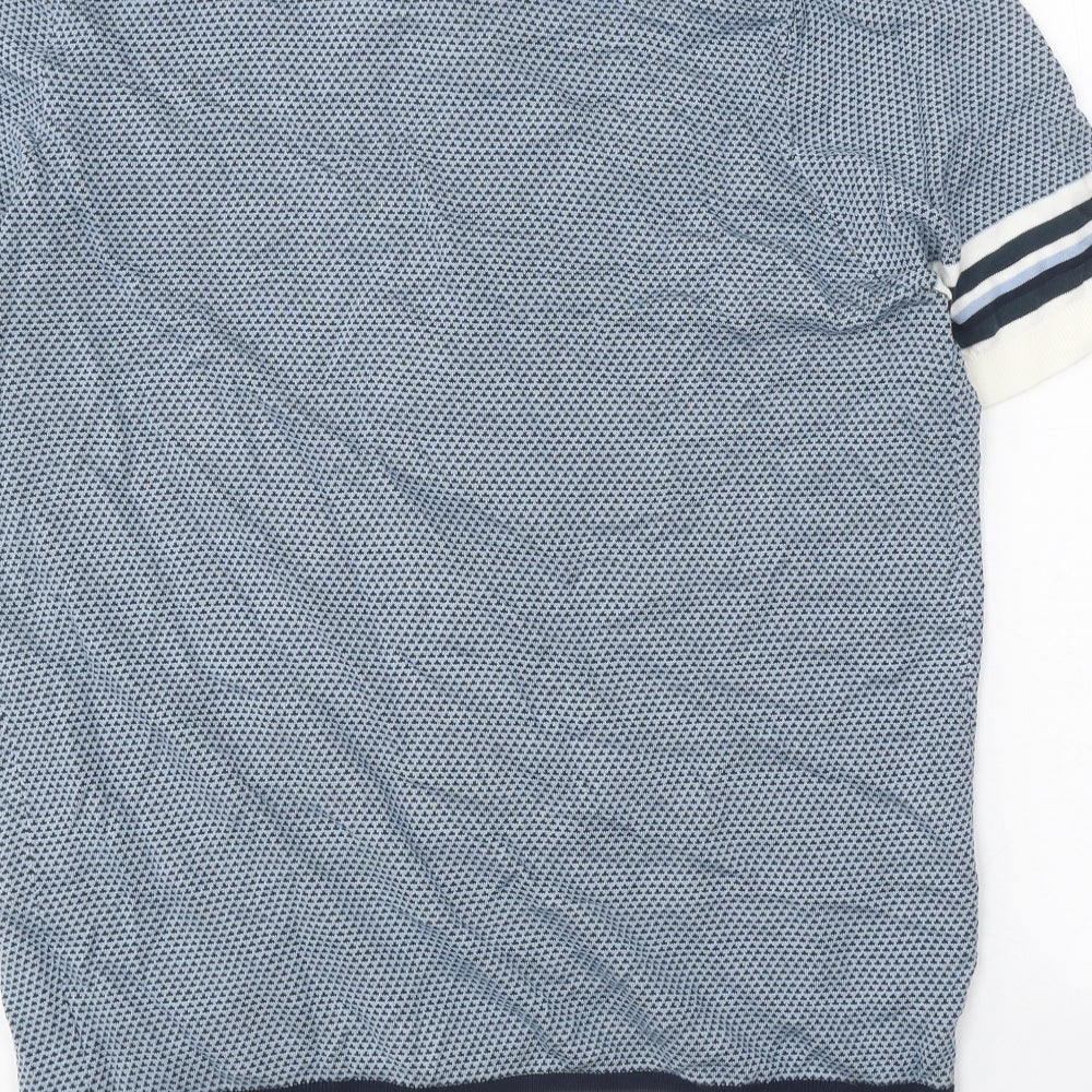 Autograph Mens Blue Collared Cotton Pullover Jumper Size M Short Sleeve - Contrasting Trim