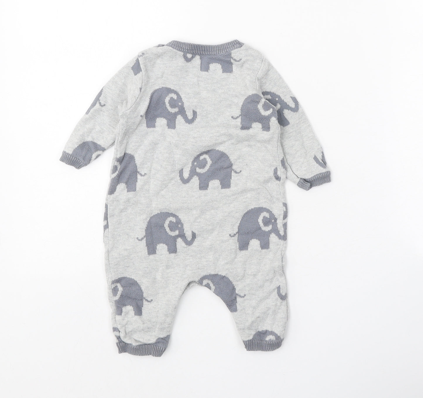 Nutmeg Boys Grey Geometric 100% Cotton Romper One-Piece Size 3-6 Months Button