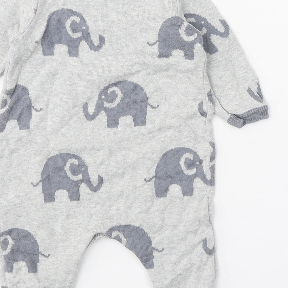 Nutmeg Boys Grey Geometric 100% Cotton Romper One-Piece Size 3-6 Months Button