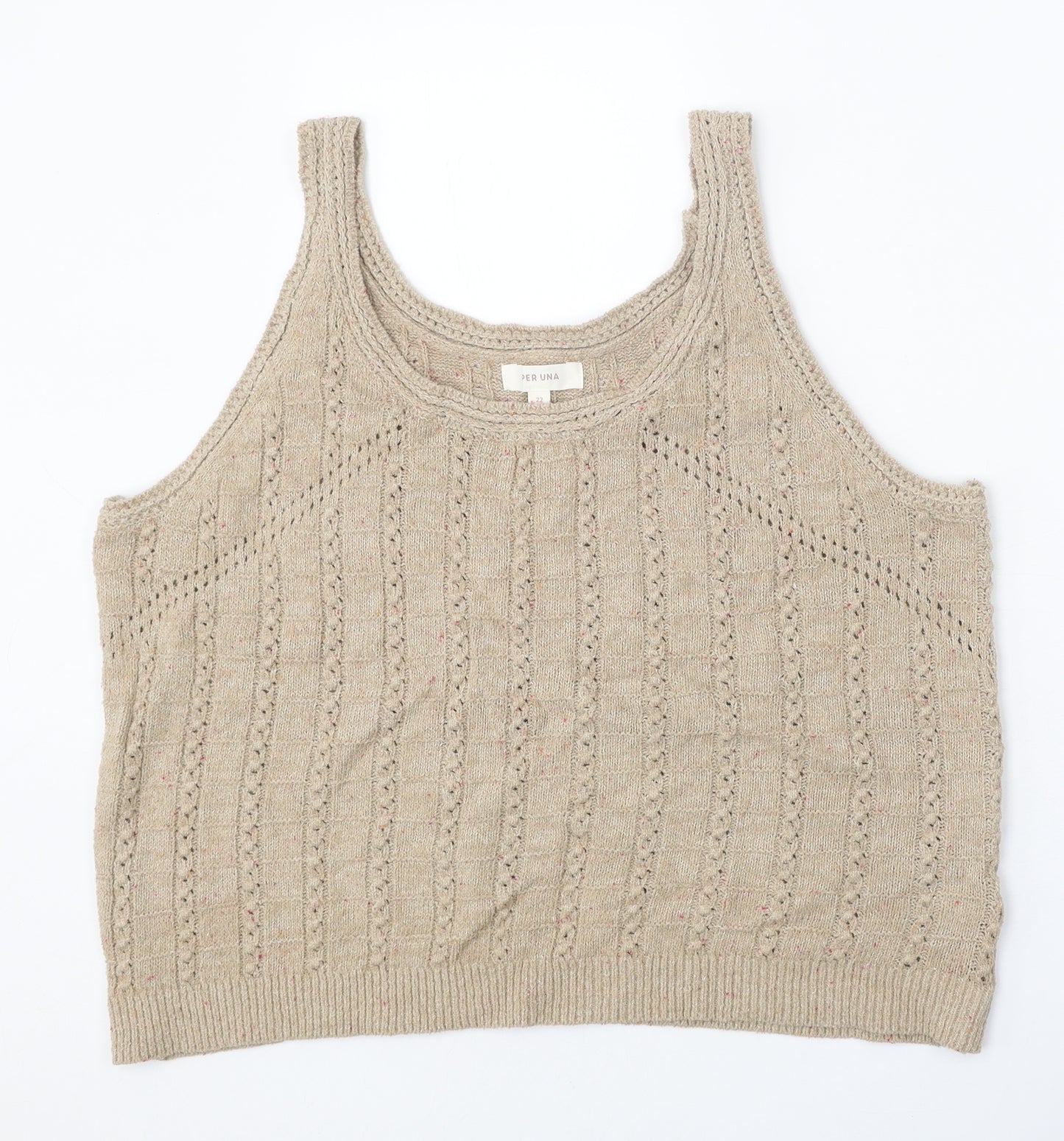 Per Una Womens Beige Scoop Neck Cotton Vest Jumper Size 22