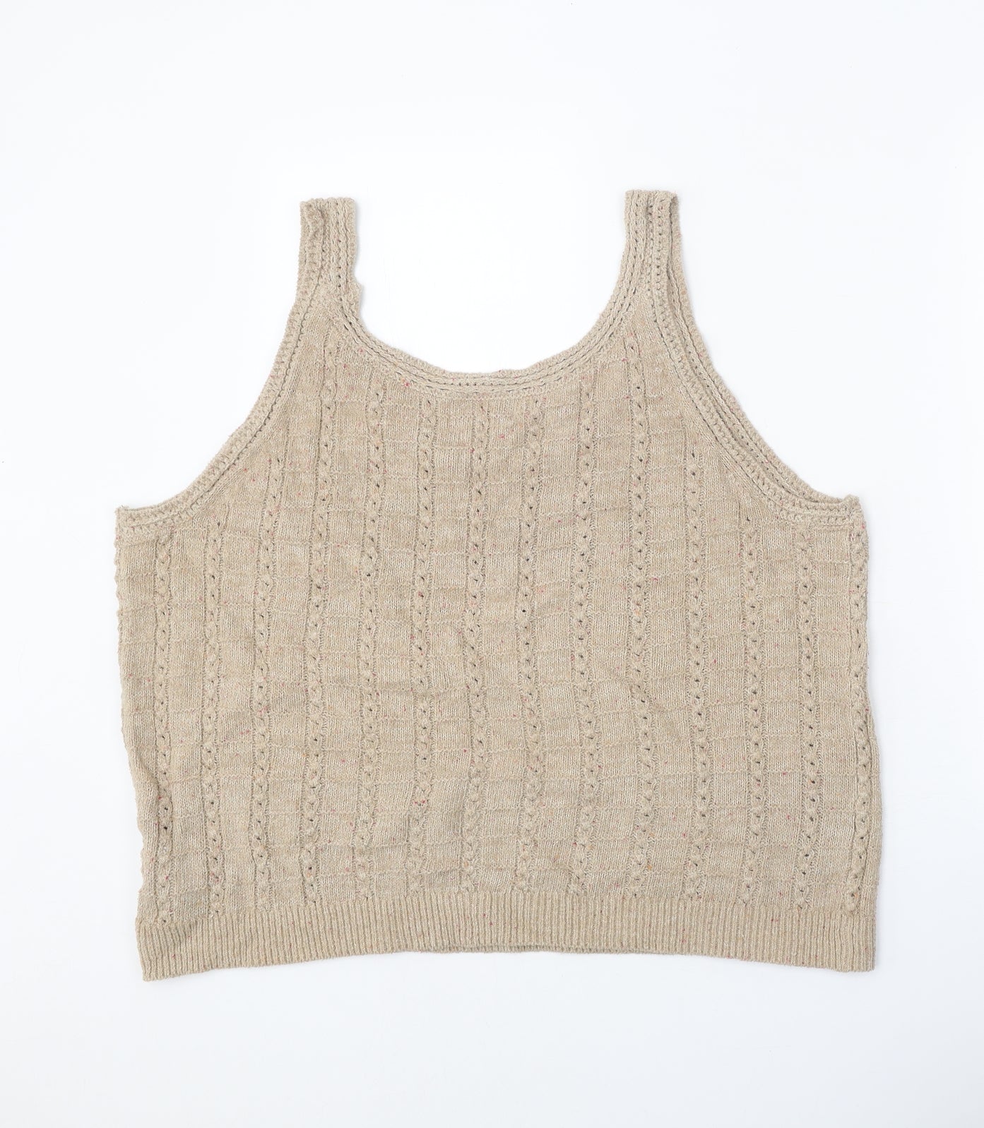 Per Una Womens Beige Scoop Neck Cotton Vest Jumper Size 22