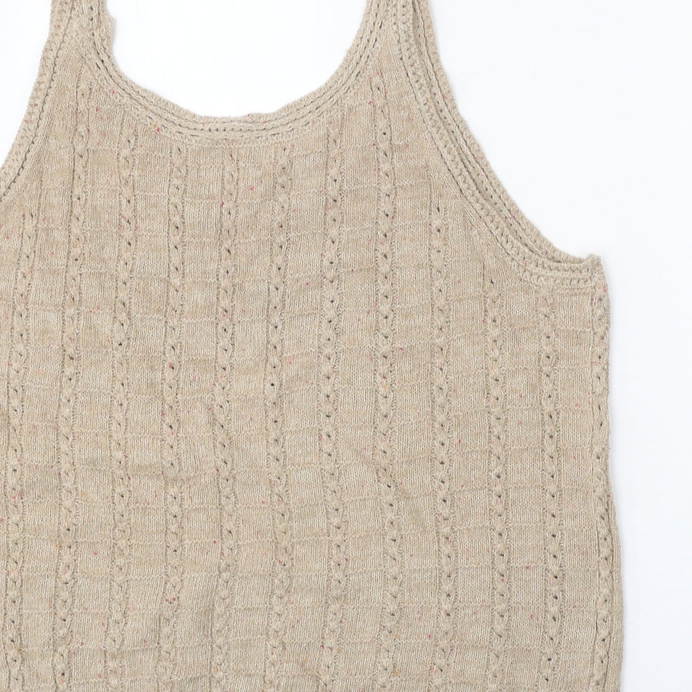 Per Una Womens Beige Scoop Neck Cotton Vest Jumper Size 22
