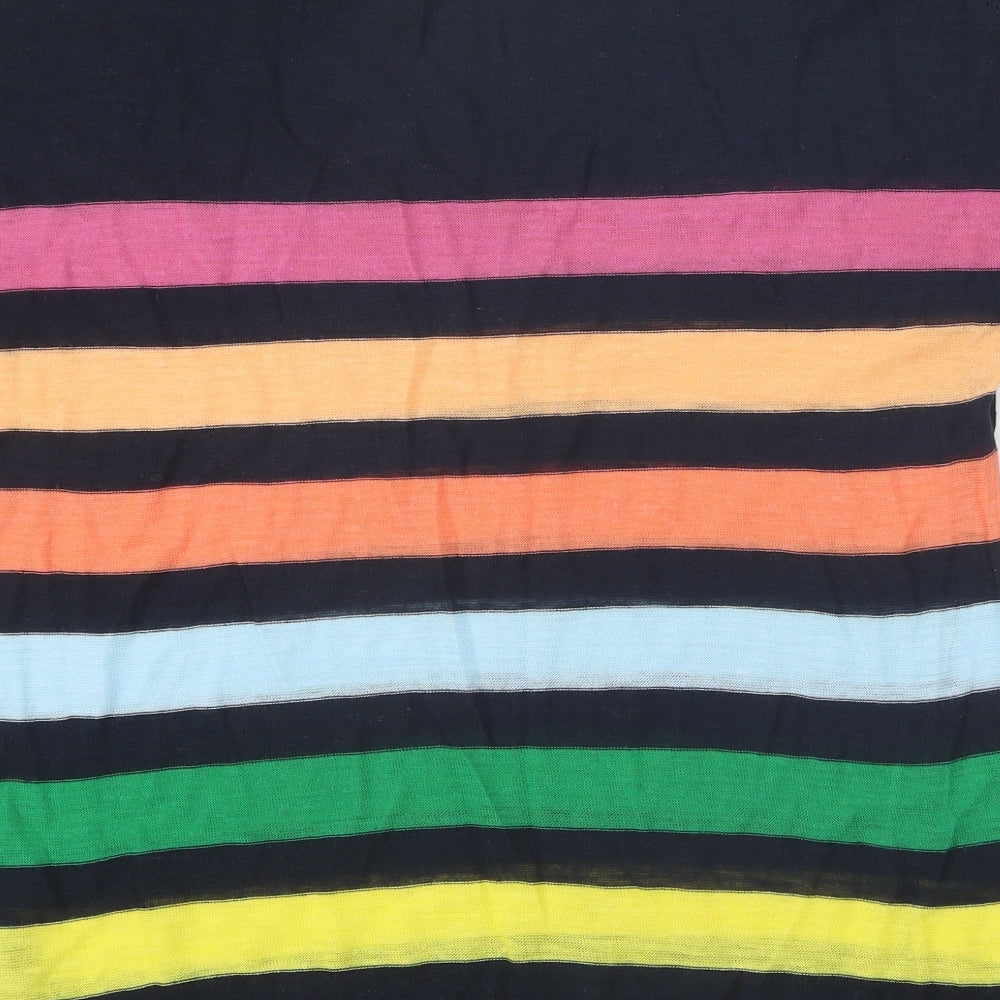 NEXT Womens Black Round Neck Striped Acrylic Pullover Jumper Size 14