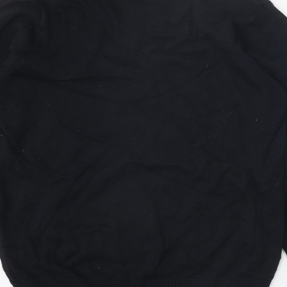 Blue Harbour Mens Black High Neck Cotton Pullover Jumper Size M Long Sleeve