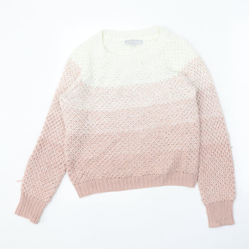 Red Herring Womens Pink Scoop Neck Acrylic Pullover Jumper Size 8