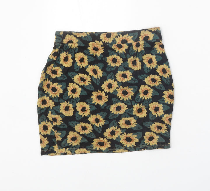 Cooperative Womens Black Floral Cotton Mini Skirt Size S