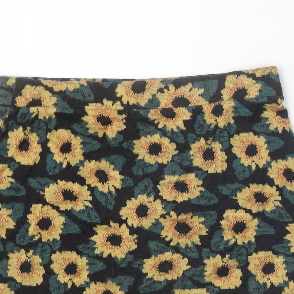 Cooperative Womens Black Floral Cotton Mini Skirt Size S