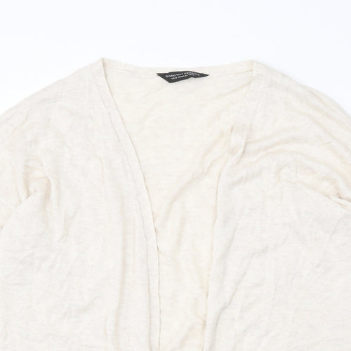 Dorothy Perkins Womens Beige V-Neck Viscose Cardigan Jumper Size 16 - Lace Trim Detail