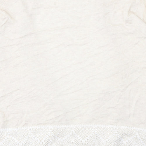 Dorothy Perkins Womens Beige V-Neck Viscose Cardigan Jumper Size 16 - Lace Trim Detail
