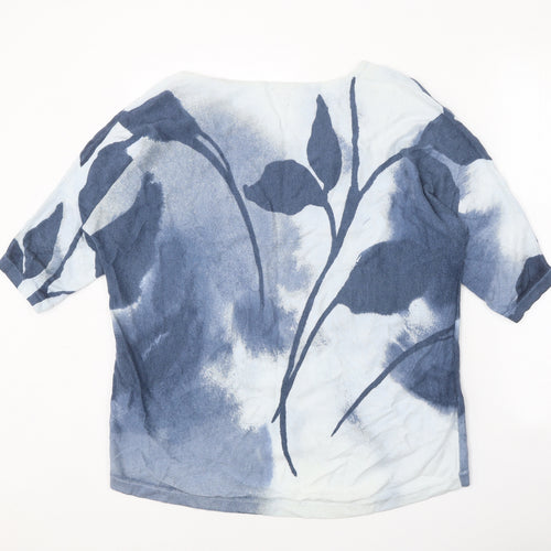 Phase Eight Womens Blue Round Neck Floral Cotton Pullover Jumper Size S