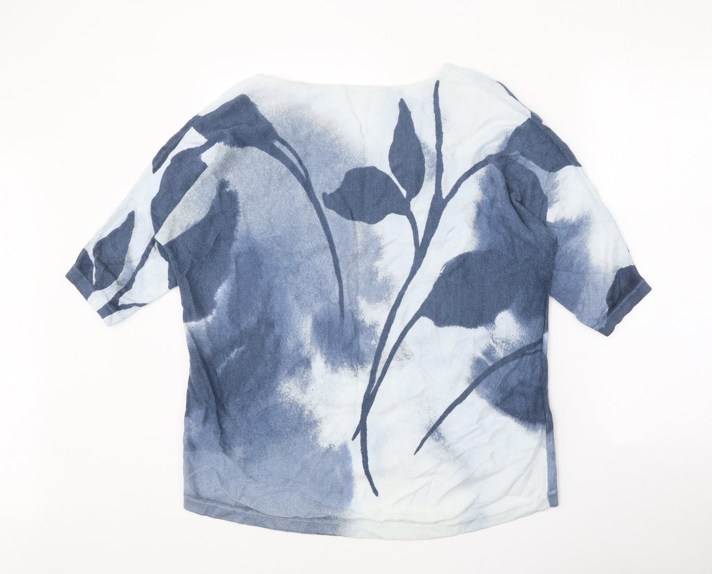 Phase Eight Womens Blue Round Neck Floral Cotton Pullover Jumper Size S