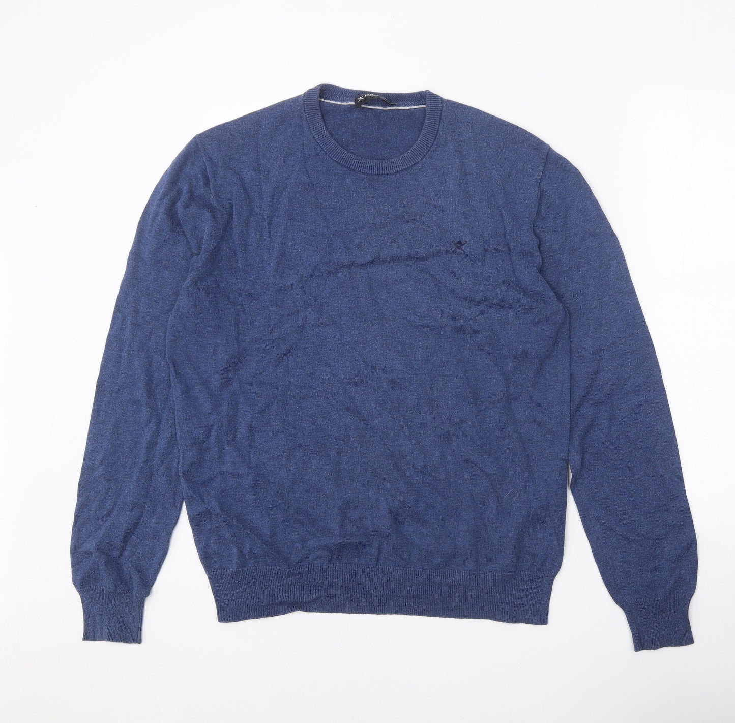 Hackett London Mens Blue Round Neck Cotton Pullover Jumper Size M Long Sleeve
