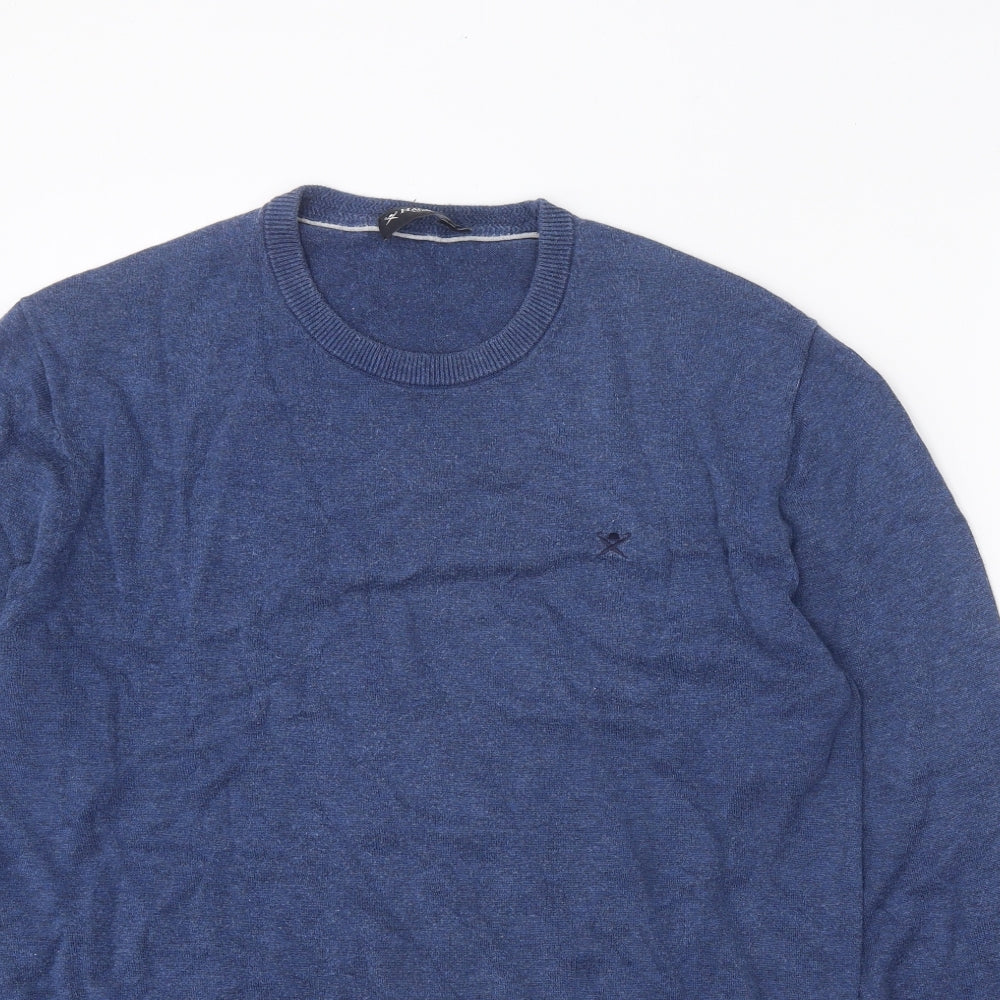 Hackett London Mens Blue Round Neck Cotton Pullover Jumper Size M Long Sleeve