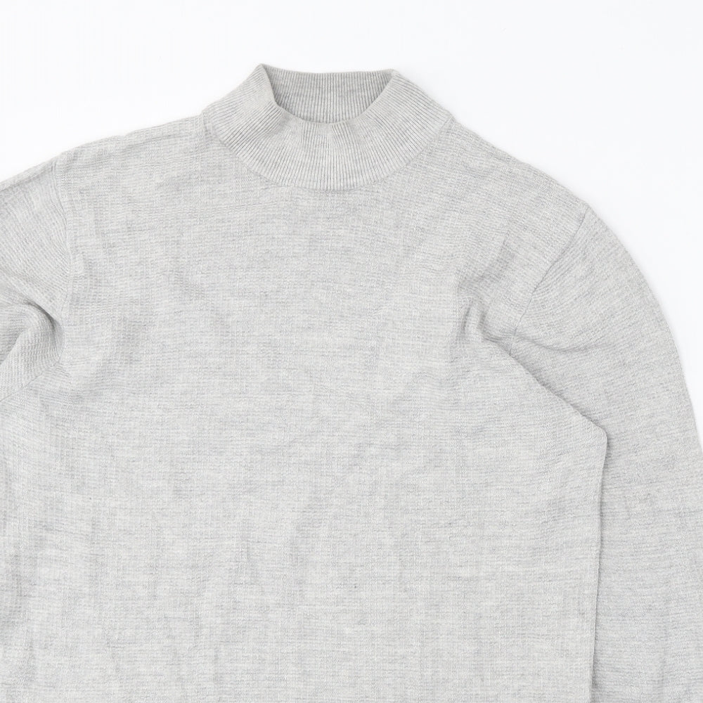 NEXT Mens Grey Mock Neck Cotton Pullover Jumper Size M Long Sleeve