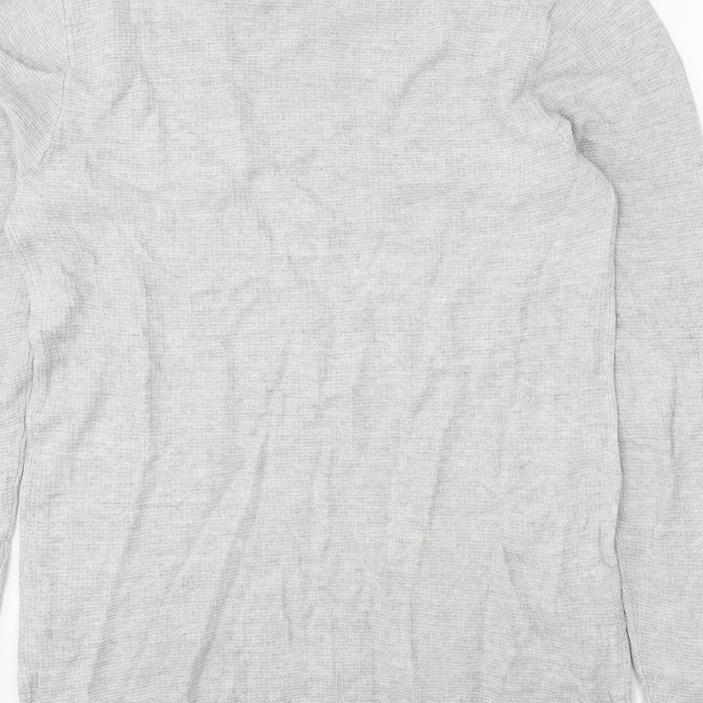 NEXT Mens Grey Mock Neck Cotton Pullover Jumper Size M Long Sleeve