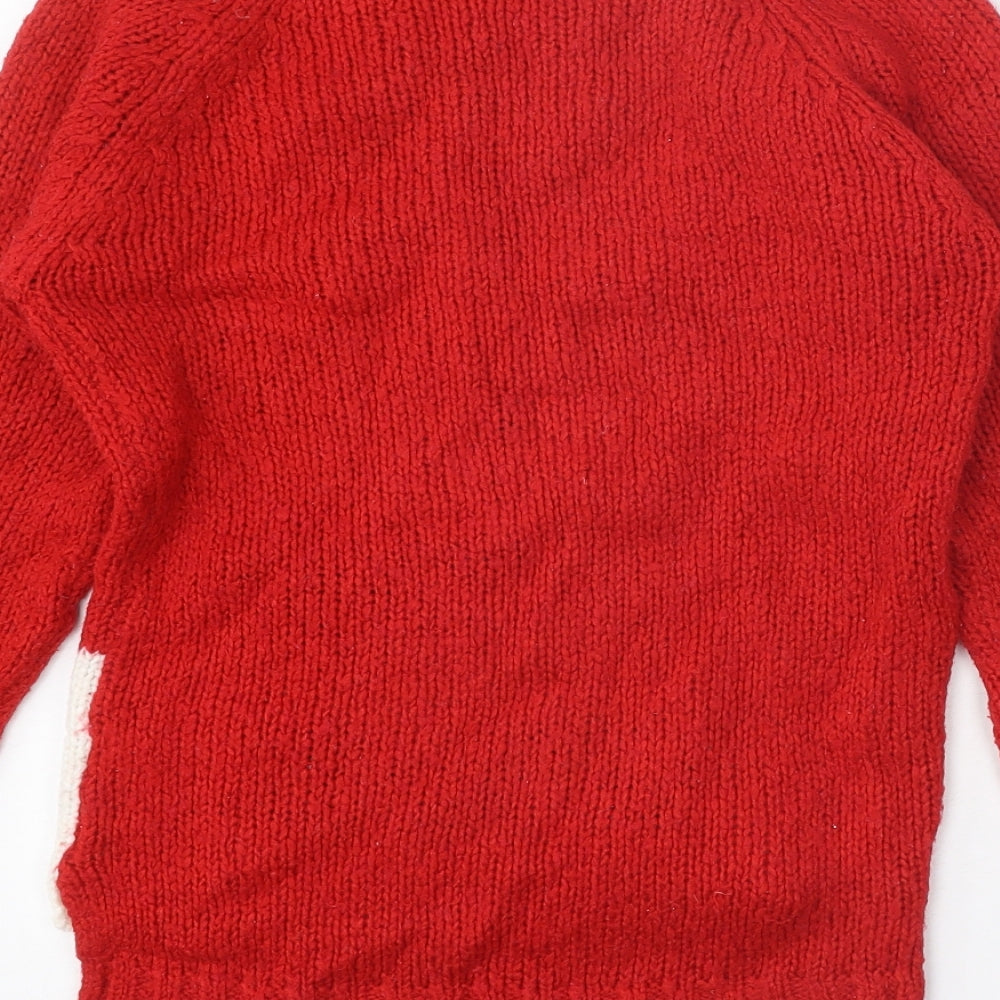 NEXT Girls Red Round Neck Acrylic Pullover Jumper Size 11 Years Pullover - Christmas