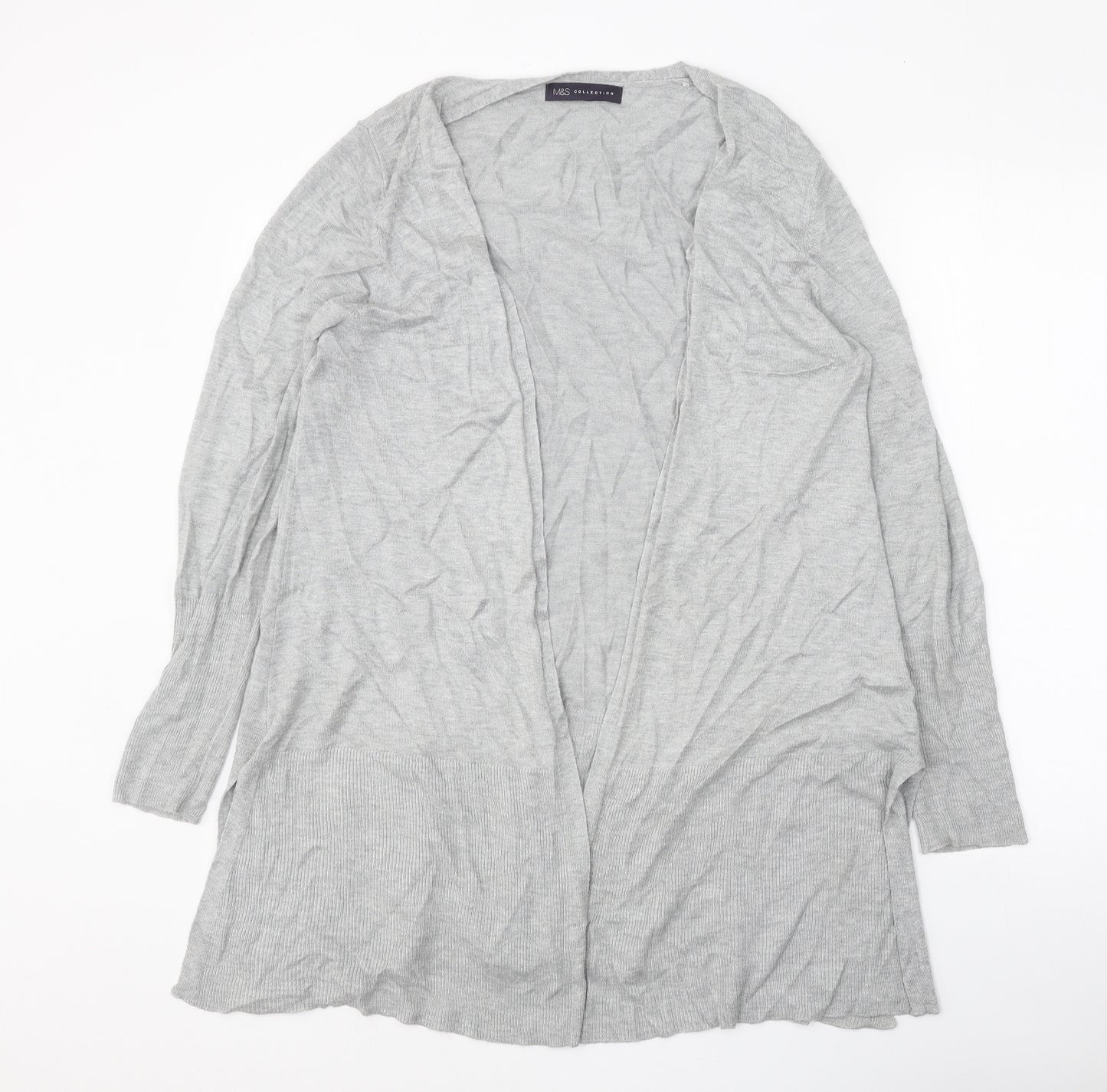 Marks and Spencer Womens Grey V-Neck Viscose Cardigan Jumper Size M