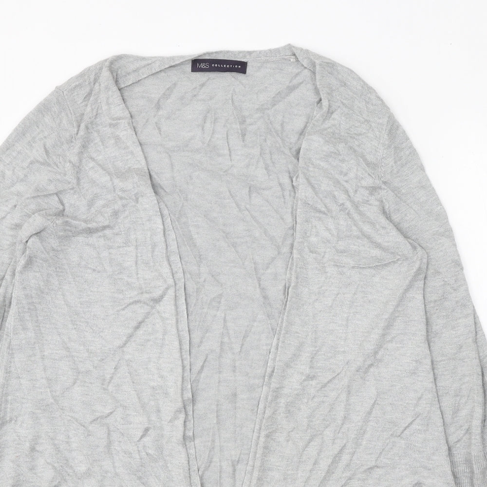 Marks and Spencer Womens Grey V-Neck Viscose Cardigan Jumper Size M