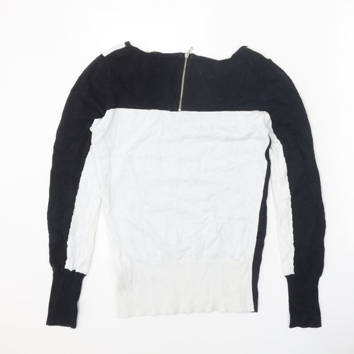 Oasis Womens Black Round Neck Cotton Pullover Jumper Size S