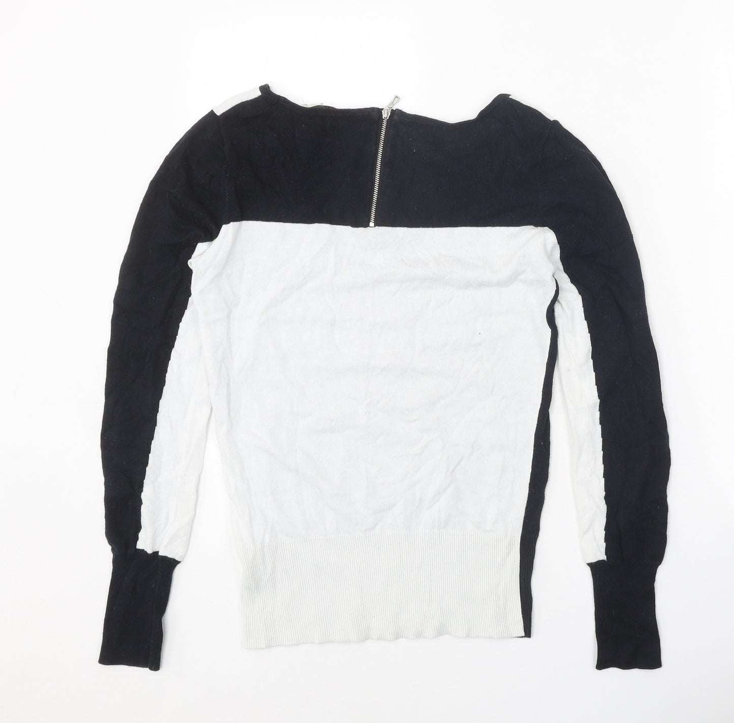 Oasis Womens Black Round Neck Cotton Pullover Jumper Size S