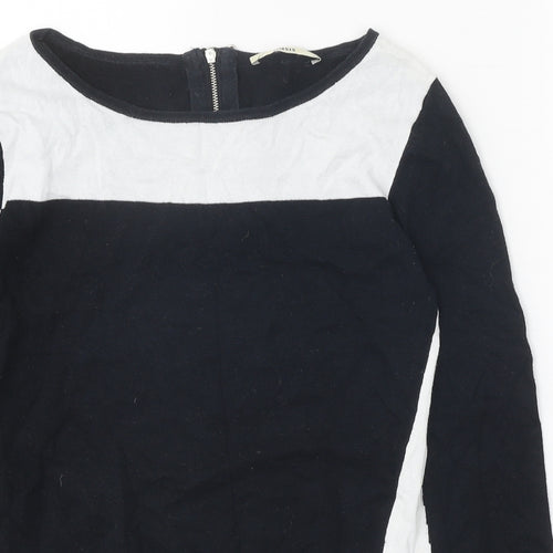 Oasis Womens Black Round Neck Cotton Pullover Jumper Size S