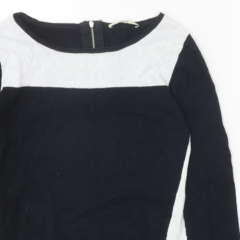Oasis Womens Black Round Neck Cotton Pullover Jumper Size S