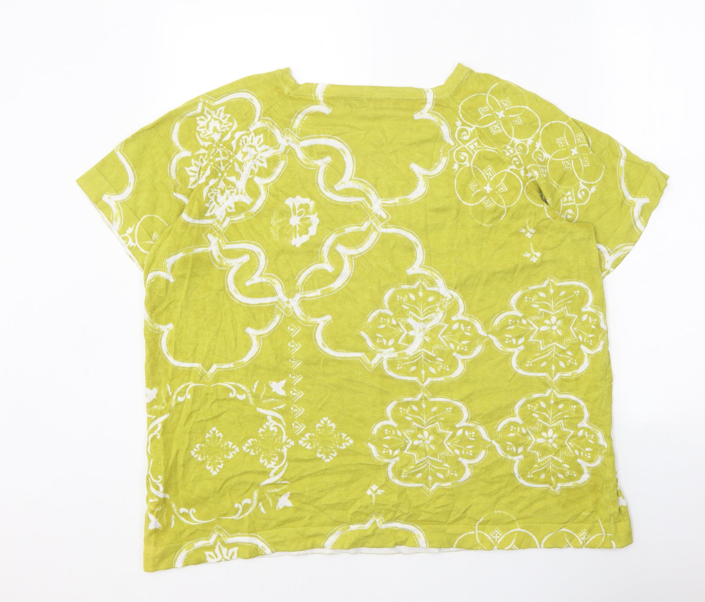 NEXT Womens Green Round Neck Geometric Cotton Pullover Jumper Size 20