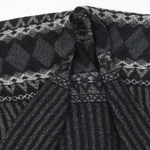 Steve Madden Womens Black V-Neck Geometric Polyester Cape Jumper One Size - Shawl