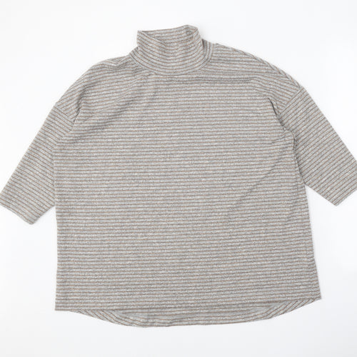 Marks and Spencer Womens Grey Mock Neck Polyester Pullover Jumper Size 16
