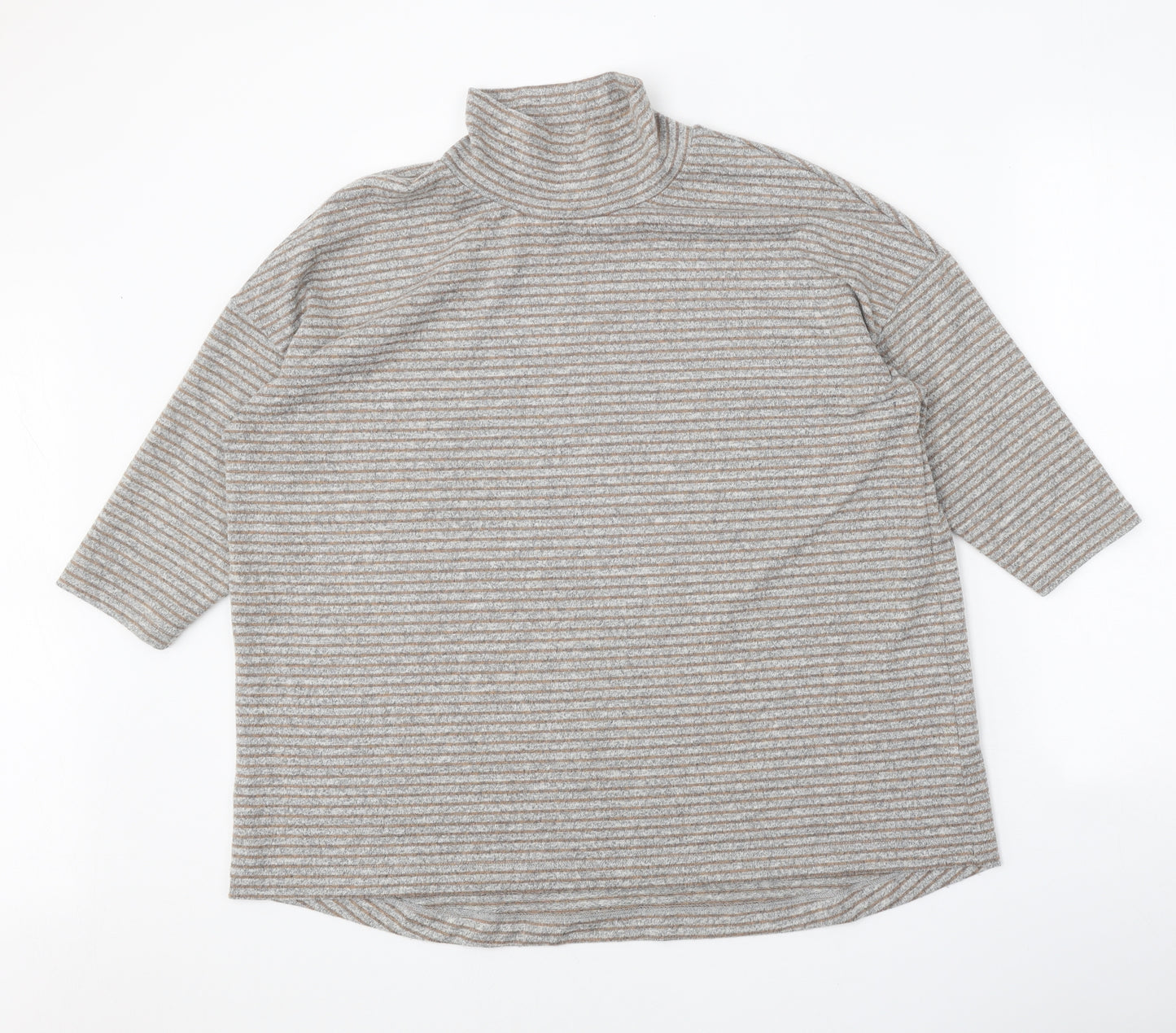 Marks and Spencer Womens Grey Mock Neck Polyester Pullover Jumper Size 16