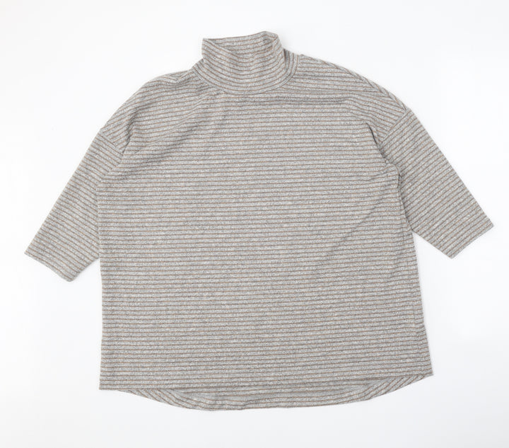 Marks and Spencer Womens Grey Mock Neck Polyester Pullover Jumper Size 16