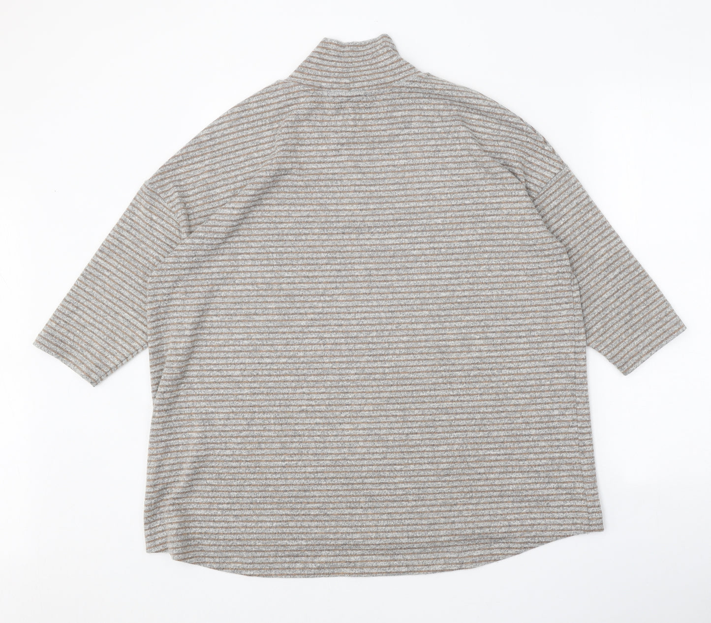 Marks and Spencer Womens Grey Mock Neck Polyester Pullover Jumper Size 16