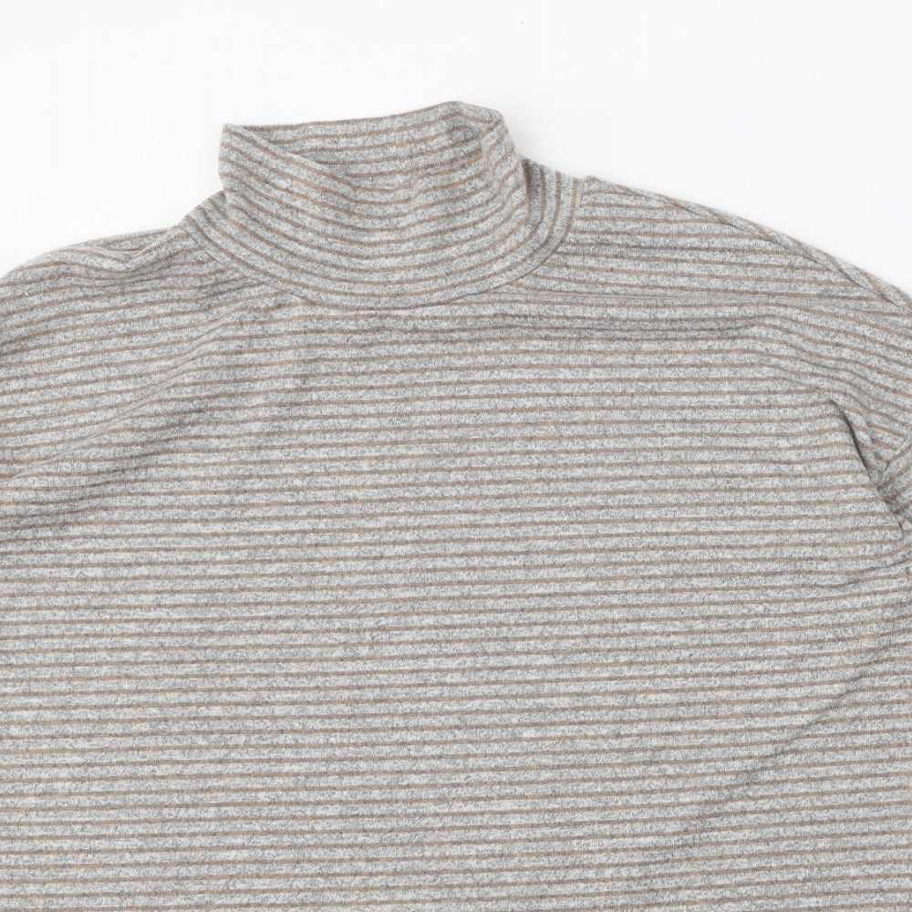 Marks and Spencer Womens Grey Mock Neck Polyester Pullover Jumper Size 16