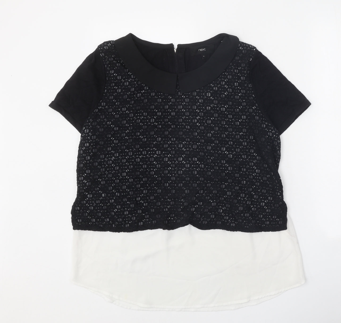 NEXT Womens Black Scoop Neck Geometric Cotton Pullover Jumper Size 14