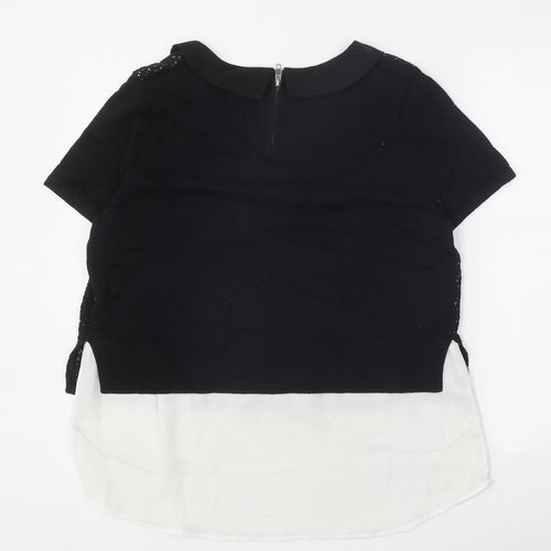 NEXT Womens Black Scoop Neck Geometric Cotton Pullover Jumper Size 14