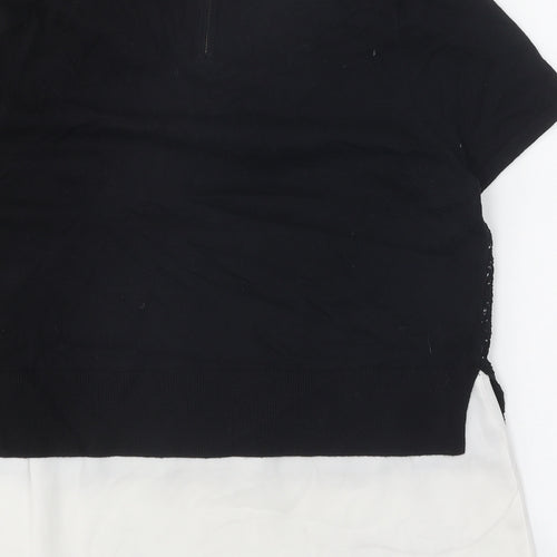 NEXT Womens Black Scoop Neck Geometric Cotton Pullover Jumper Size 14